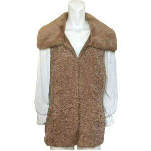 Catherine Malandrino Faux Fur Vest Teddy Textured Camel Medium NWT